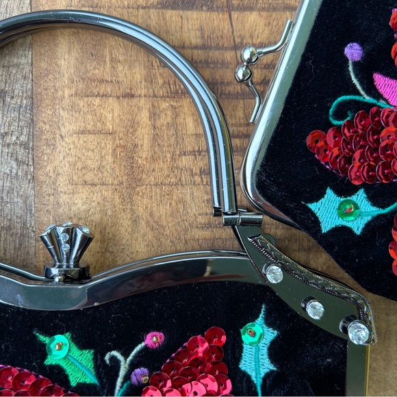 Embellished Vendula London velvet evening bag with matching change purse - Picture 7 of 7